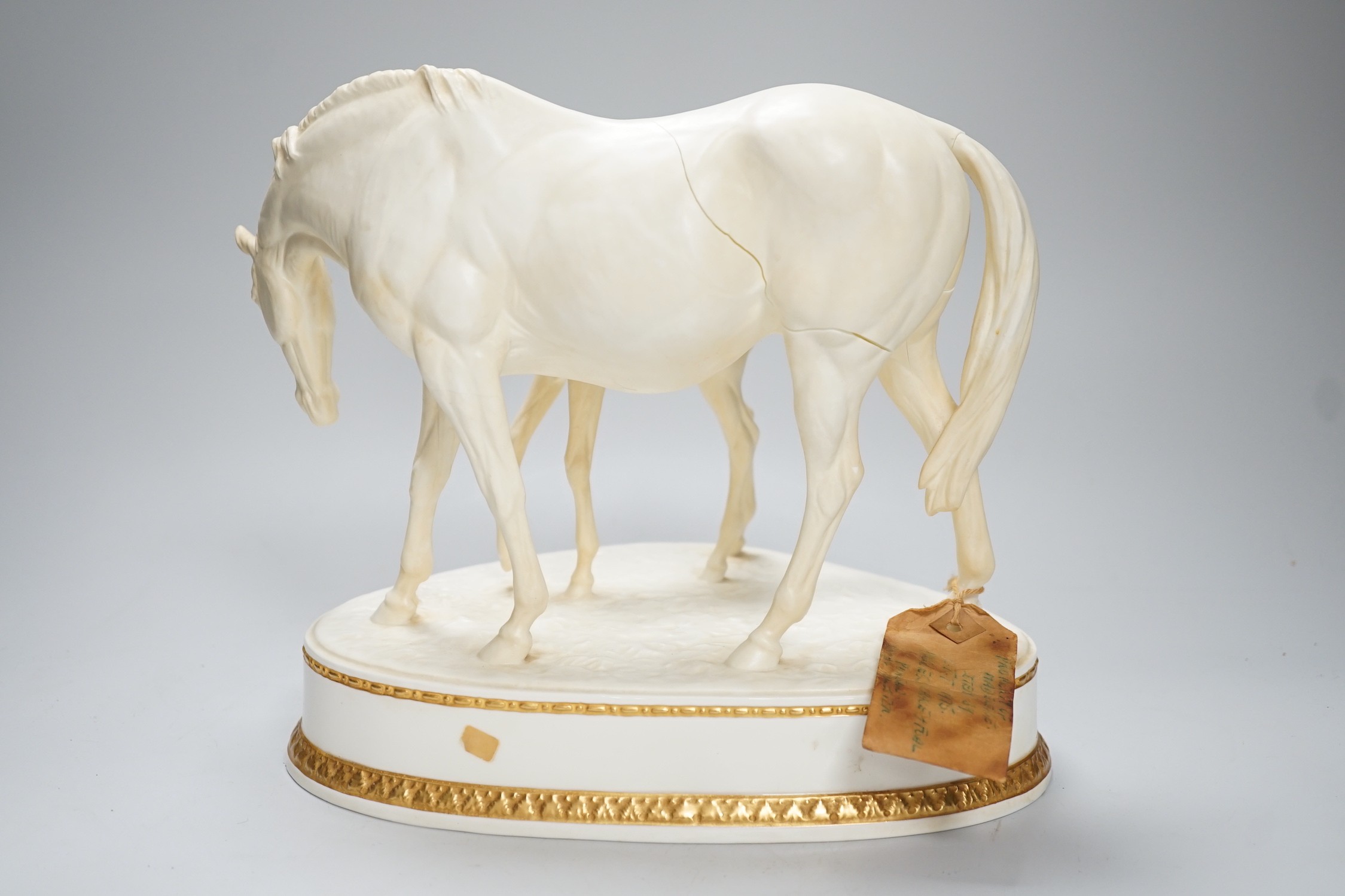 A Royal Worcester group ‘’Princess Grace and Foal’’, modelled by Doris Lindner (cracked). 22.5cm high